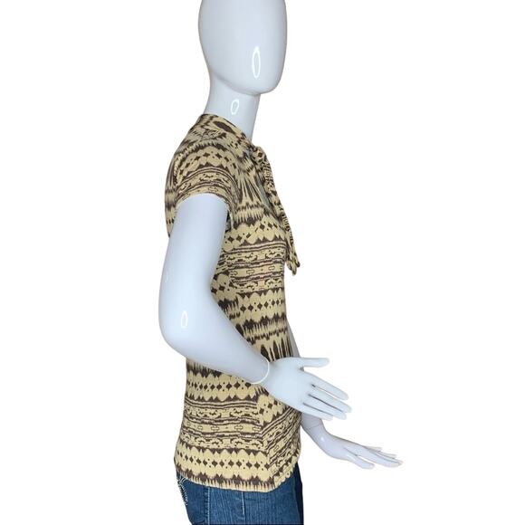 Dots Top Tribal Color Brown Short Sleeve Size S - Picture 5 of 7